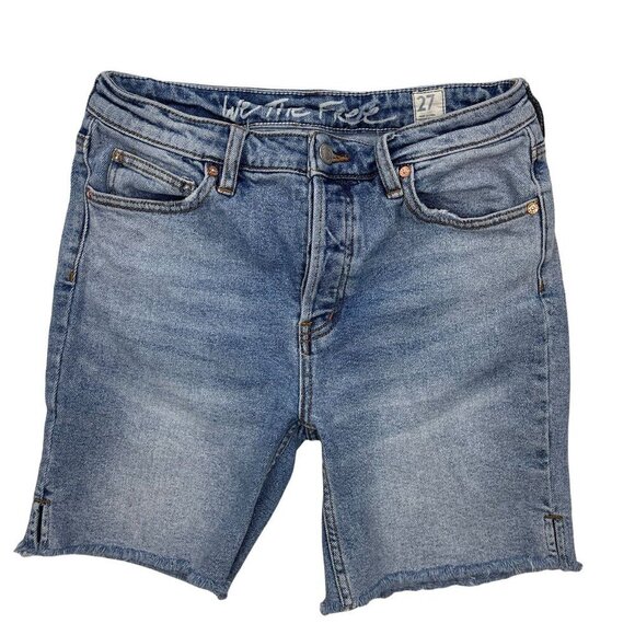Free People We The Free High Rise Jean Shorts 27 Button Fly Cut Off Denim - Picture 1 of 10